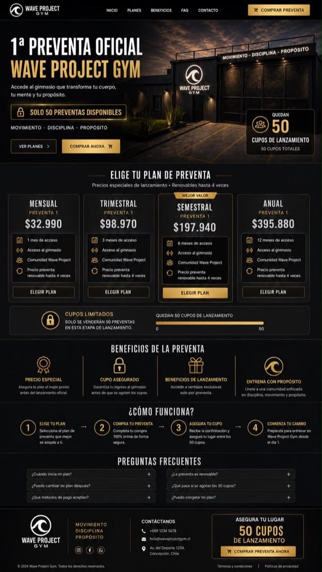Sitio web de Wave Project Gym